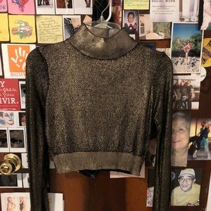 Long sleeve gold crop top
